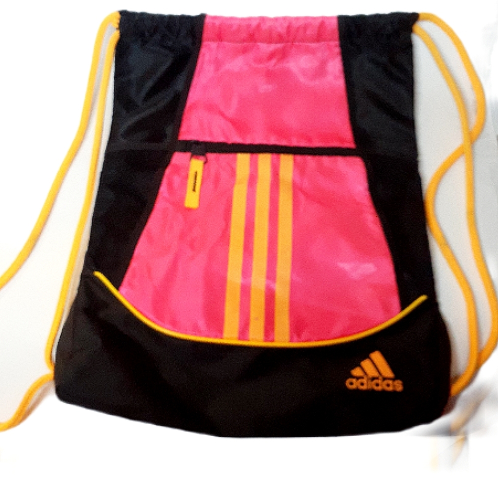 Adidas Alliance II Sackpack Drawstring Bag Black/Pink/Orange - Picture 2 of 6